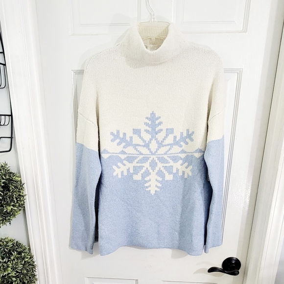 Christian Siriano Large Snowflake Print Long Sleeve Sweater Size M - Picture 5 of 7